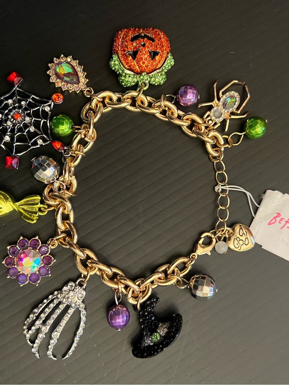 Betsey Johnson Halloween Charm Bracelet - Orange, Green, Purple & Gold